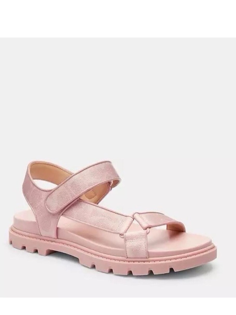 New Coach pink leather strappy Velcro Strap Sandals size 7.5